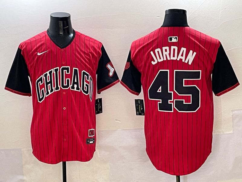 Men Chicago White Sox #45 Jordan Red Stripe Joint Name 2025 Nike MLB Jersey style 5->chicago white sox->MLB Jersey